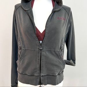 Vertigo Paris Embroidered Zip Front Hoodie Size L